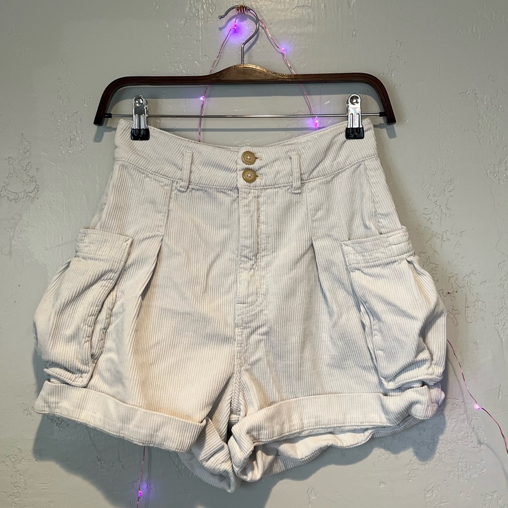 Free People White Baggy Shorts